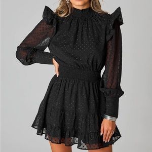 BuddyLove Tally Elastic Waist Mini Dress - Black Quartz - S / Black / Solids